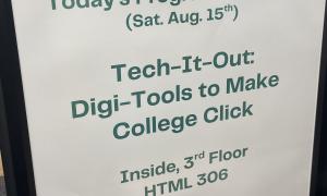 Sign for Hullabaloo HELLO: "Tech-It-Out" program, Aug 15, various times
